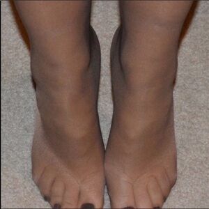 Beige pantyhose knee high length